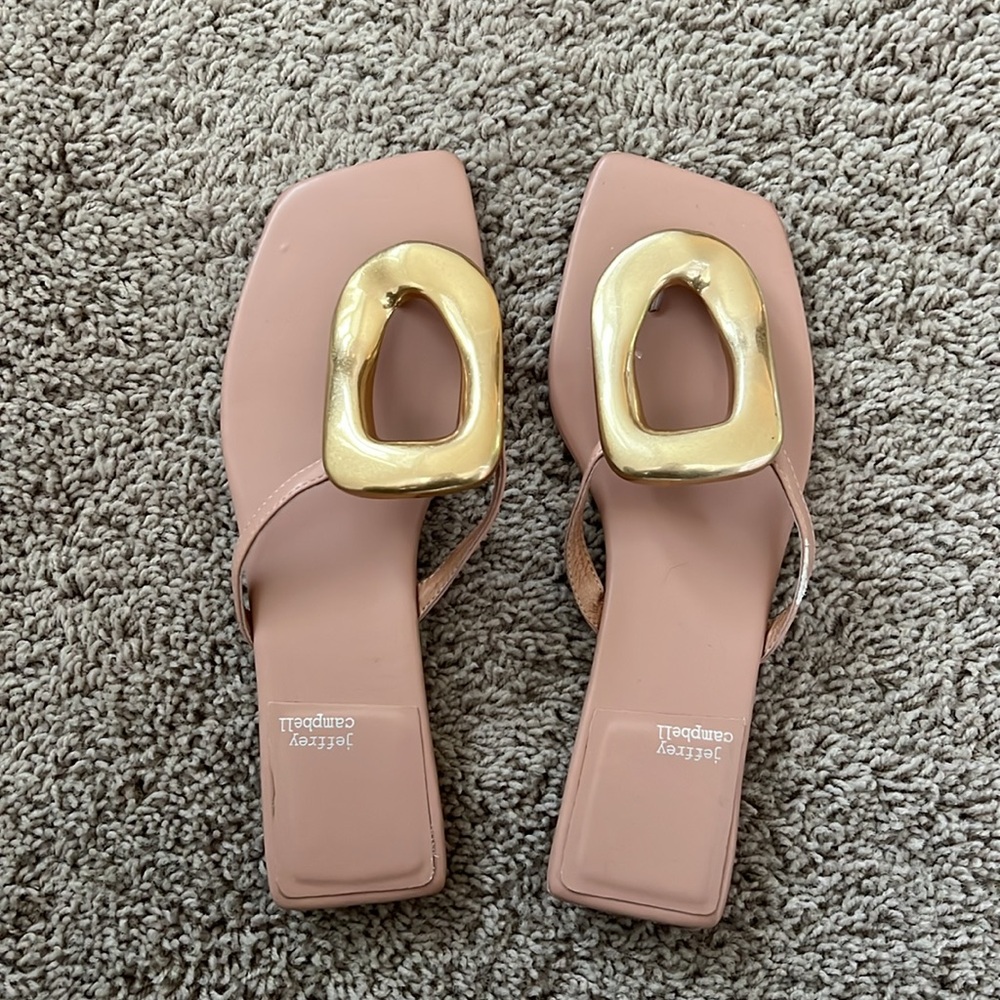 Jeffrey Campbell Elegant Gold and Tan Women's Sandals - Picture 2 of 3